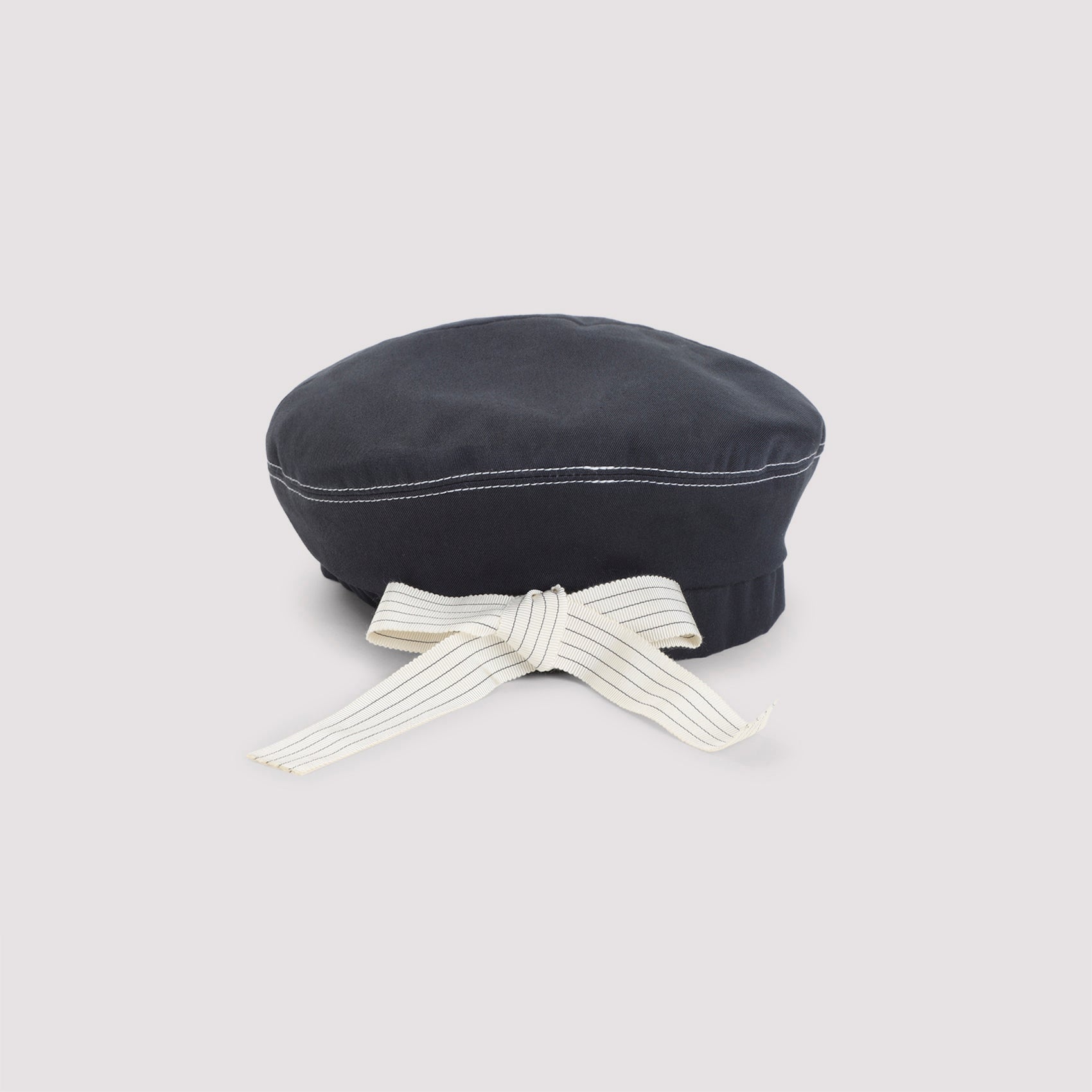 Structured Cotton Hat with Bow and Metallic Detail