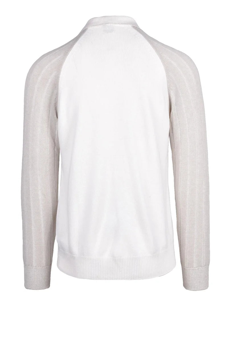 Cashmere Knit Polo - White/Beige