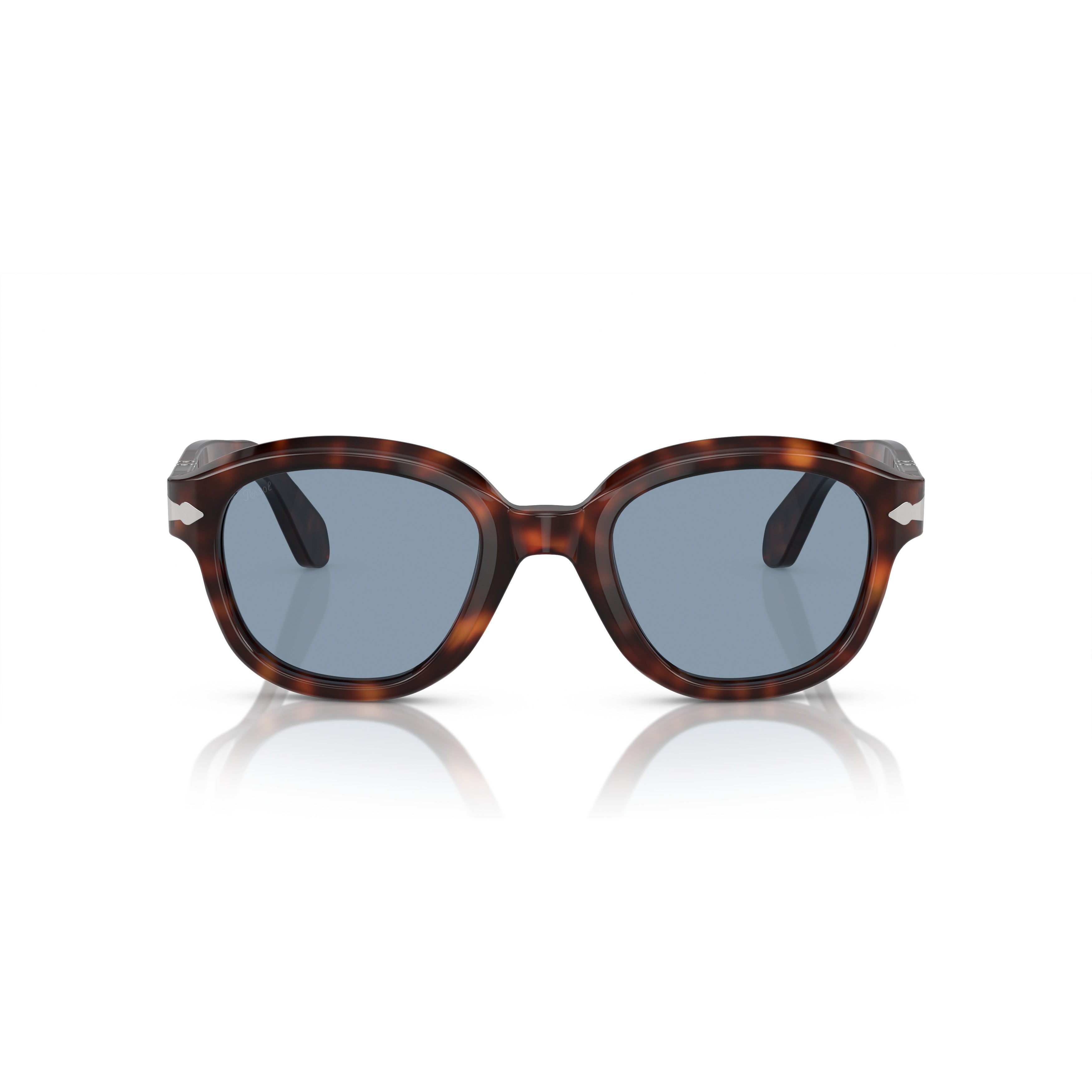 0po0060s Rounded Tortoiseshell Acetate Sunglasses with Silver Arrow Detail