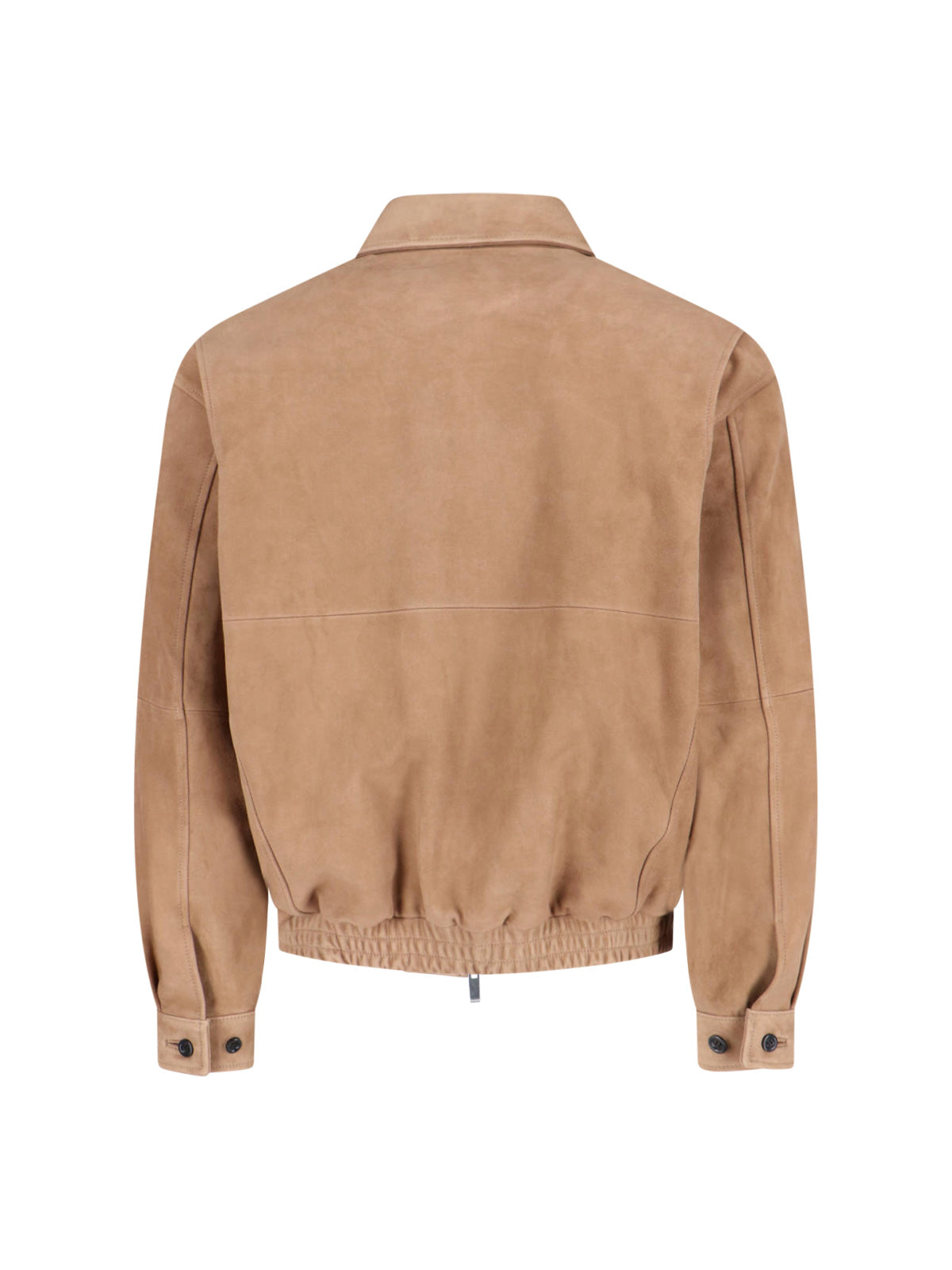 Structured Beige Jacket With High Collar And Zipper Closure