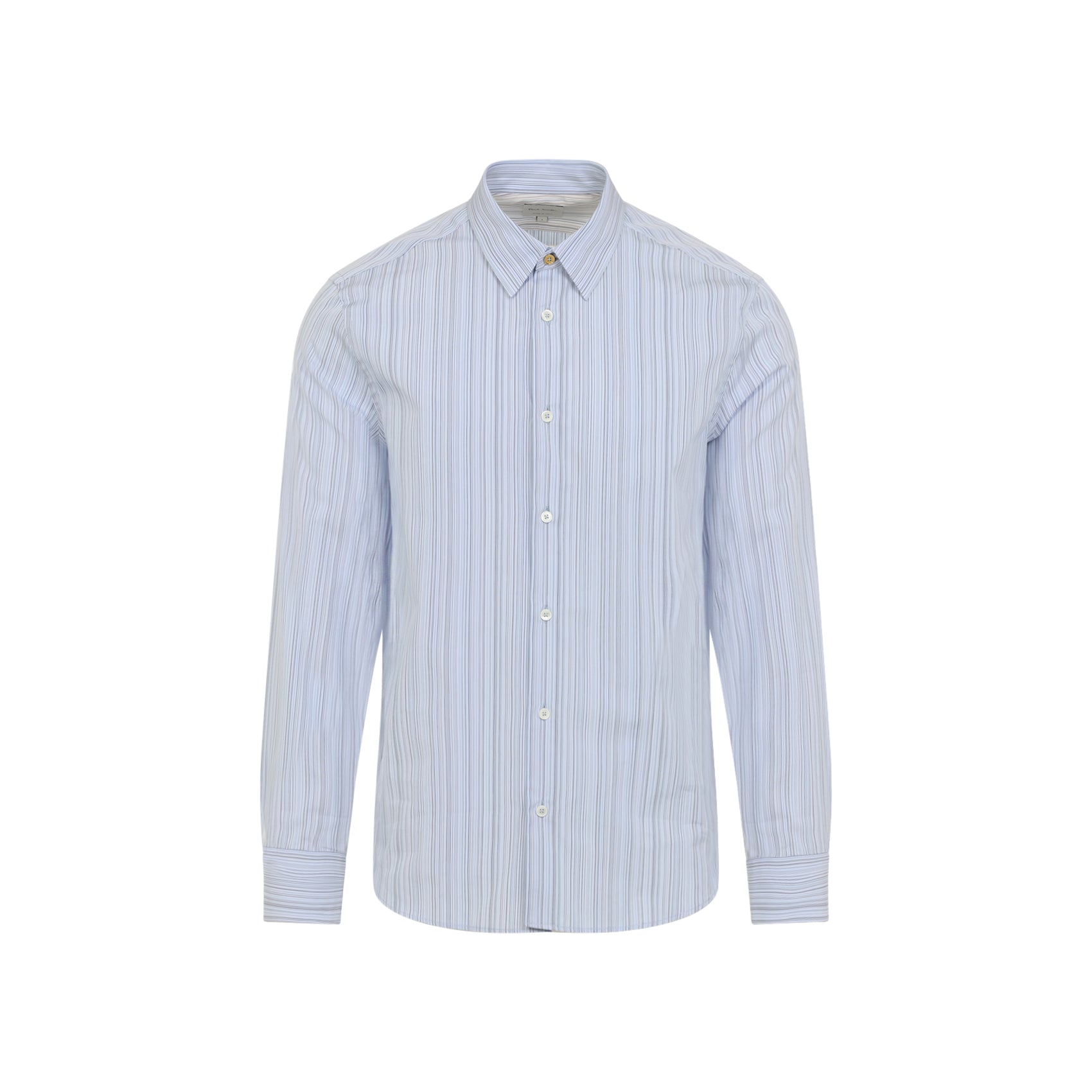 Light Blue Striped Casual Shirt With Traditional Collar