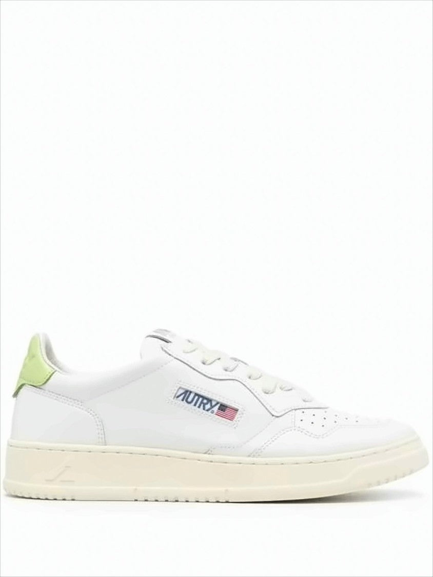 Smooth Leather Low-Top Sneakers with Perforated Toe Box