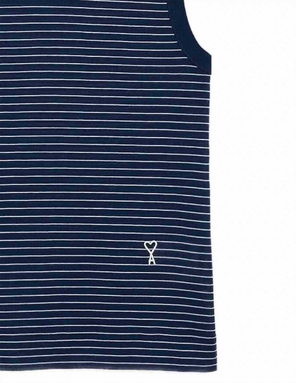 Navy Blue Sleeveless Round Neck Striped Top