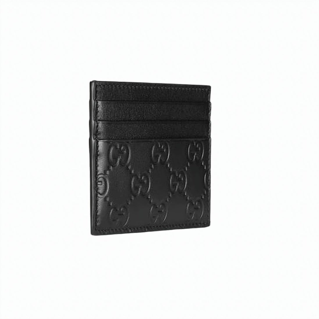 Embossed Leather Cardholder with Interlocking Pattern