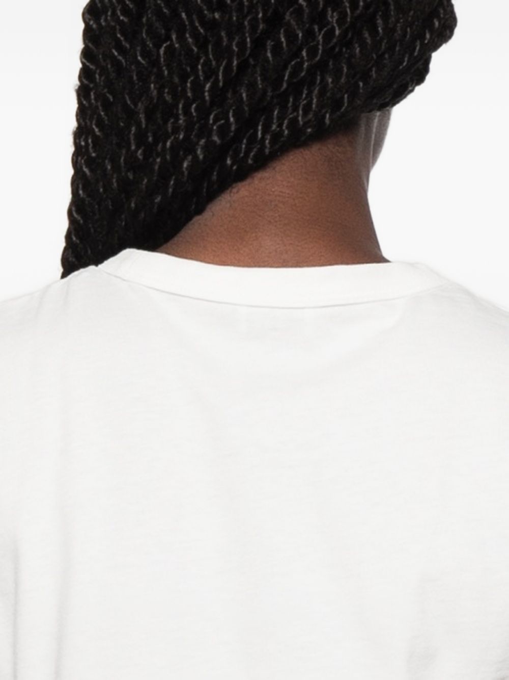White Flower Embroidery Logo Crew Neck Top