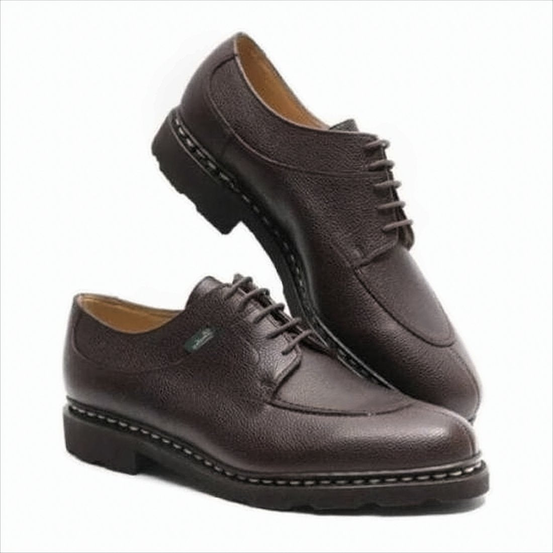 Textured Brown Calf Leather Loafers with Lace-Up Design