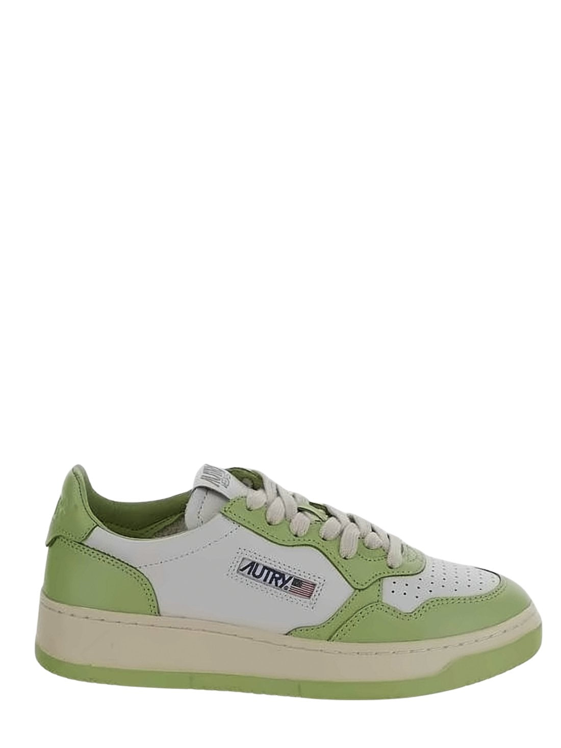 Perforated Low-Top Sneakers with Smooth Leather Panels