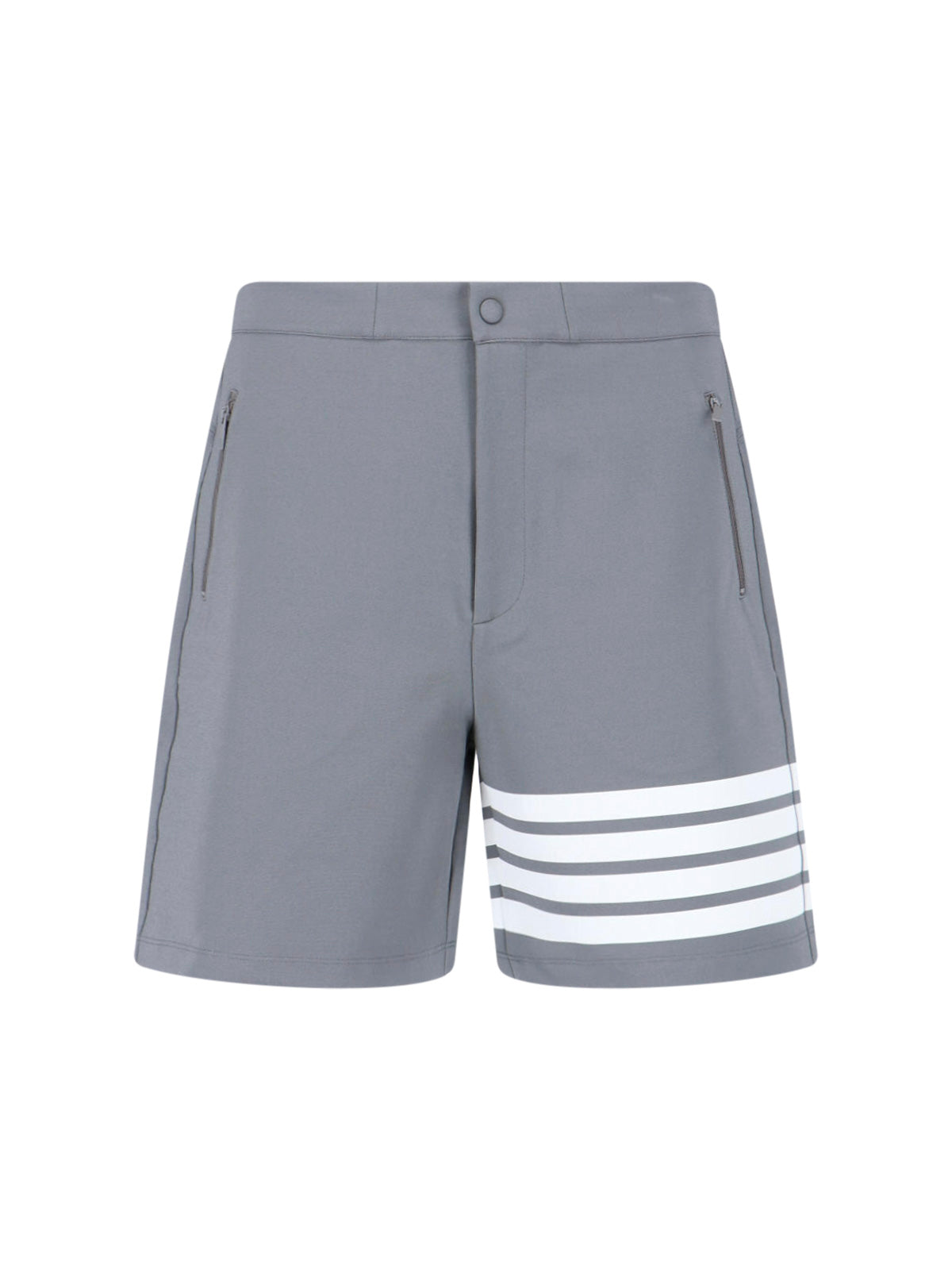 Grey 4-Bar Viscose Blend Straight Shorts