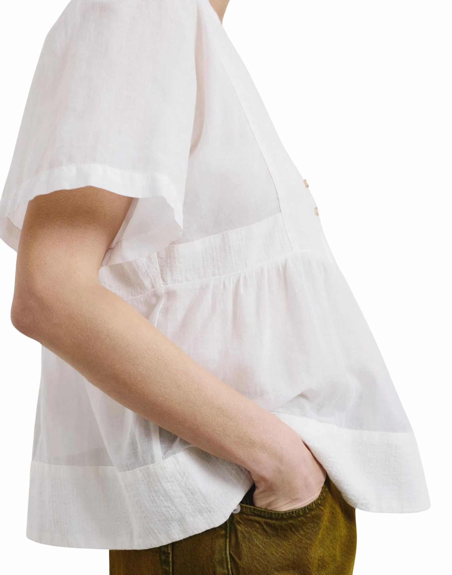 Soft Cotton Blouse In Latte