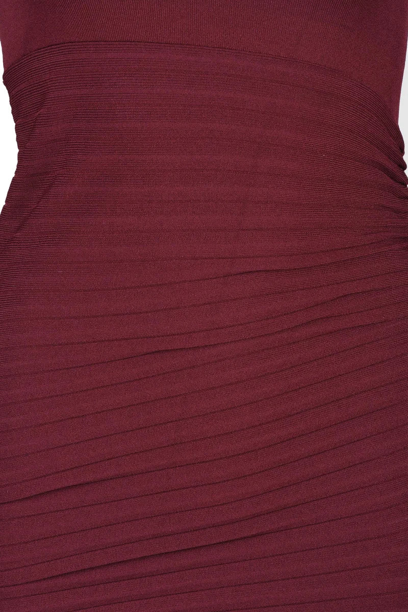 Long Ruched Dress - Red
