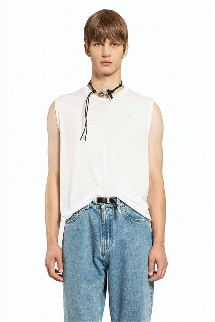 Relaxed Fit Sleeveless Cotton Top