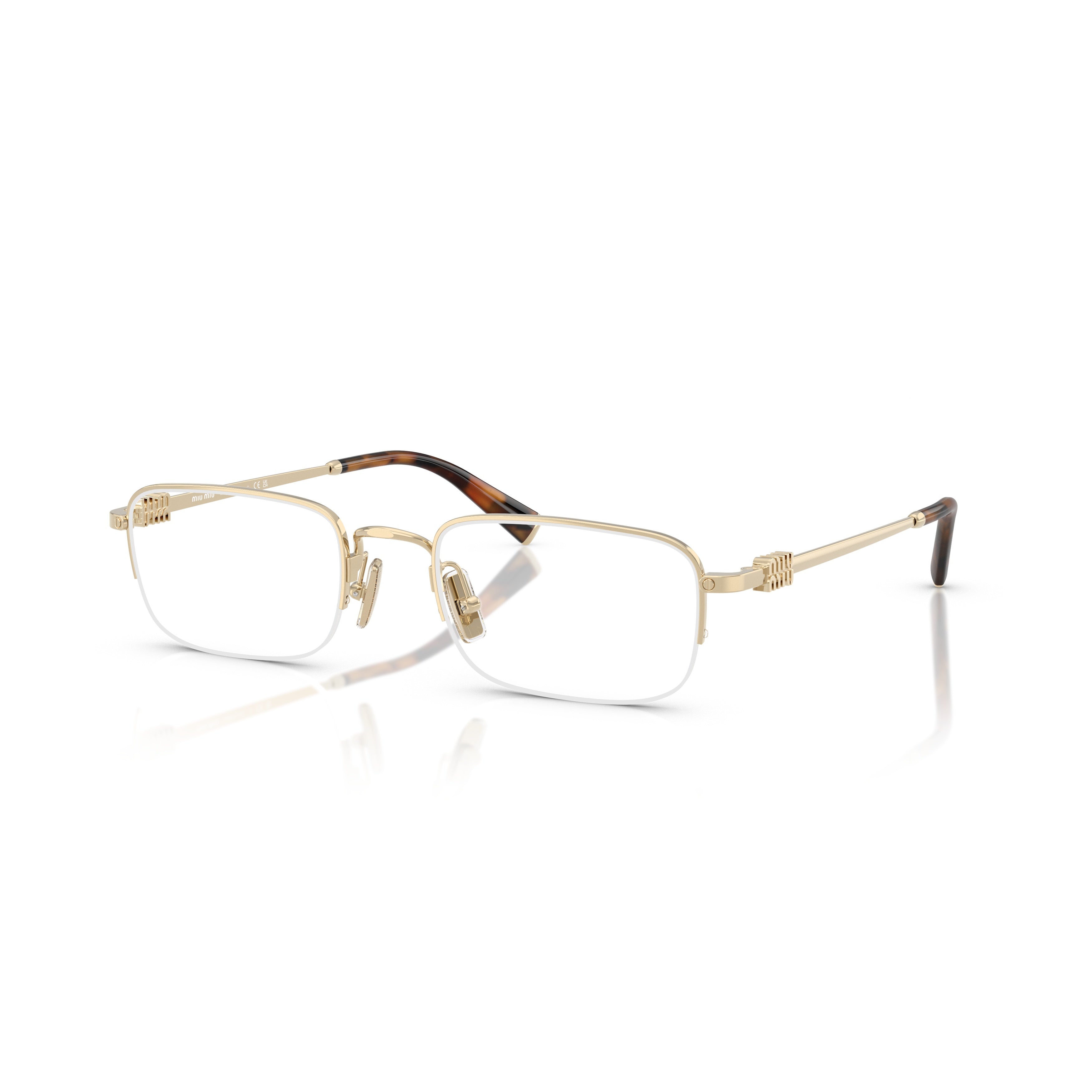 0mu 52wv Rectangular Gold Metal Eyeglasses