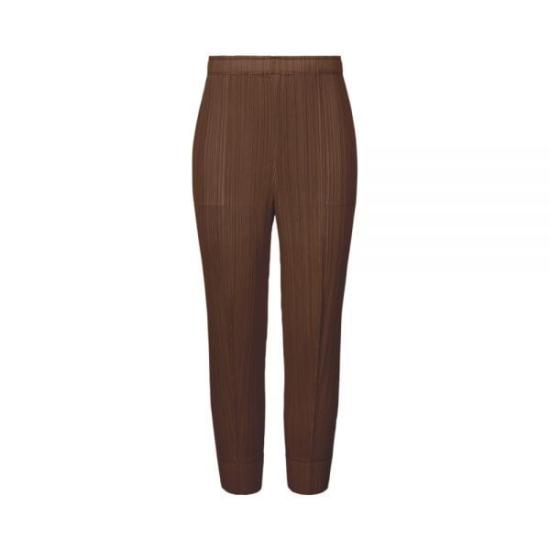Pleated Texture Straight Pants with High Waist and Cuffed Hem