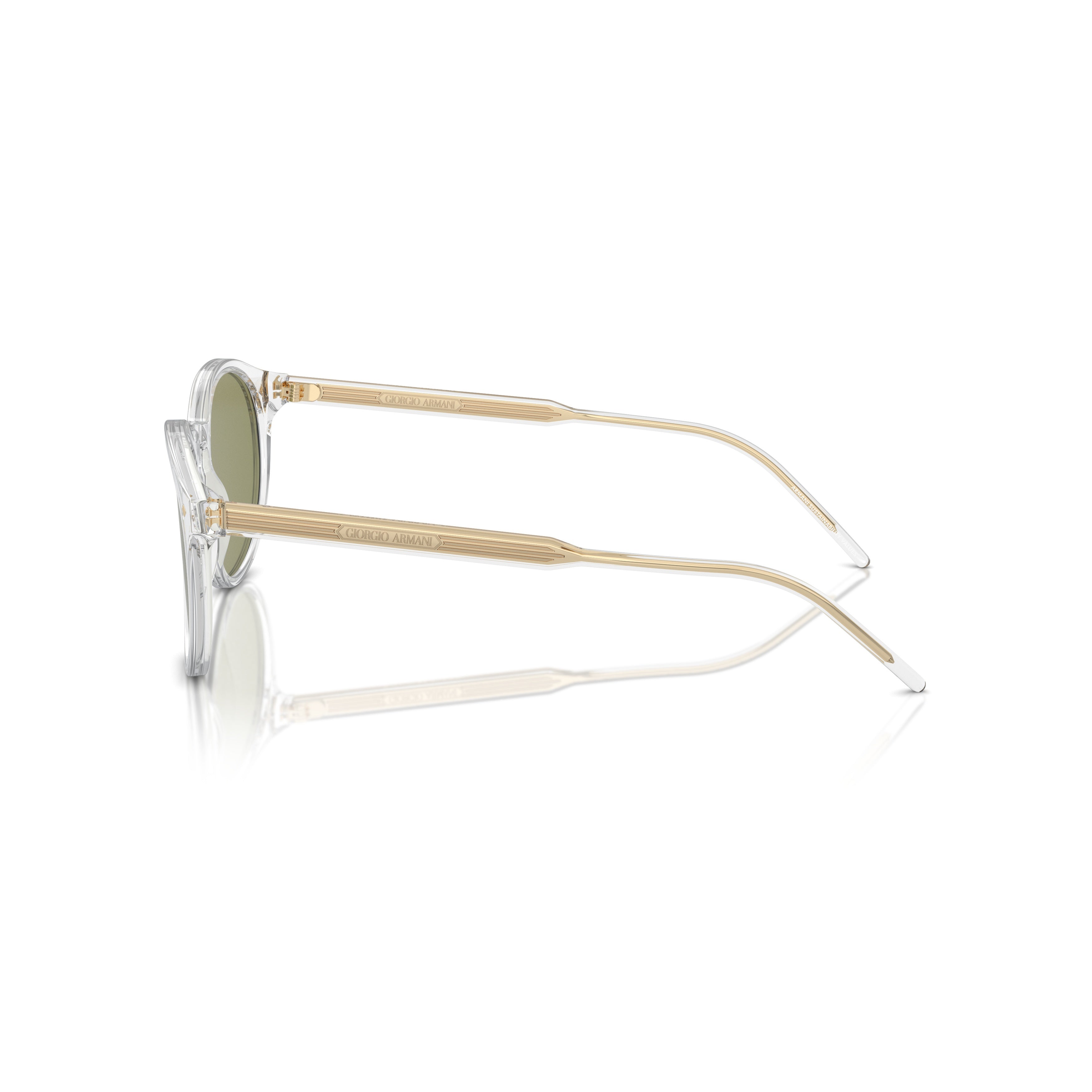 0ar8211 Round Clear Acetate Sunglasses with Golden Accents