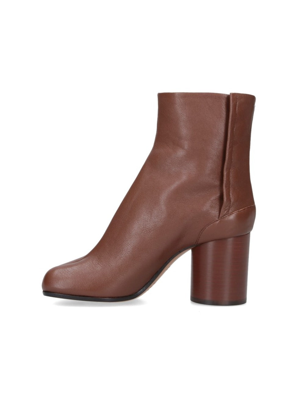 Split-Toe Brown Leather Ankle Boots