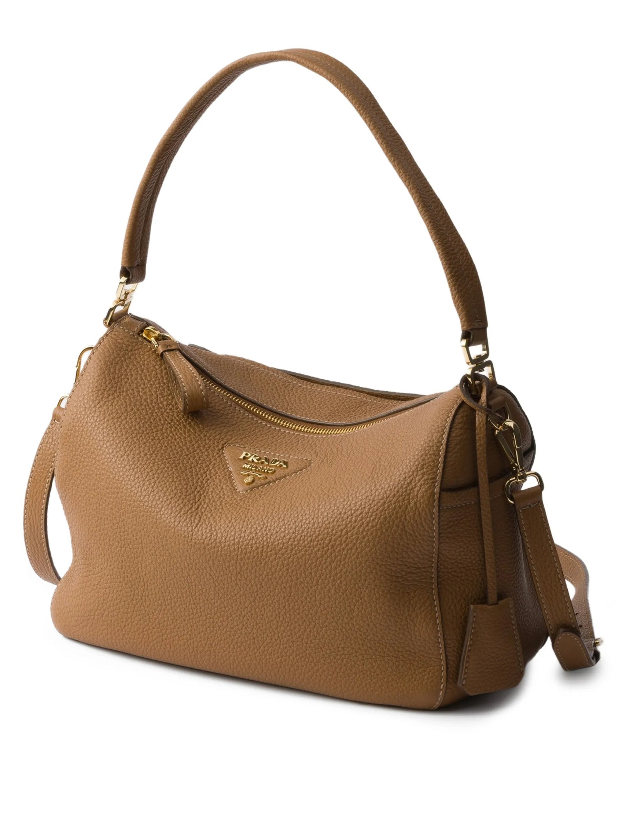 Rich Brown Sacca Pebbled Handbag