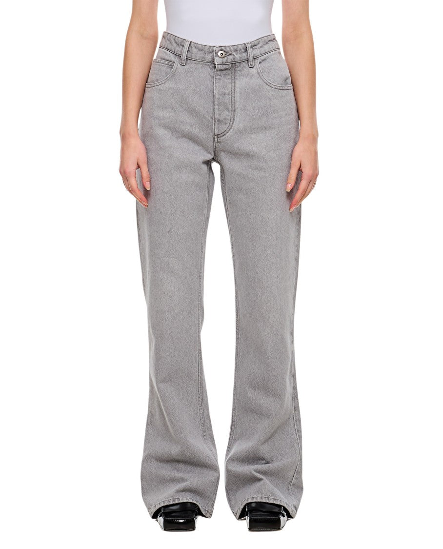 Light Grey Washed Flared Denim Pants