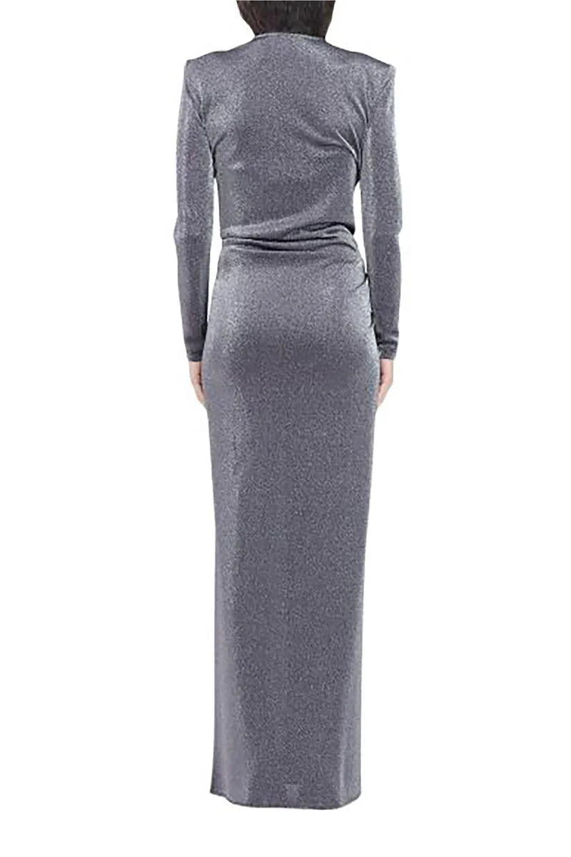 Fitted Lamé Dress - Silver