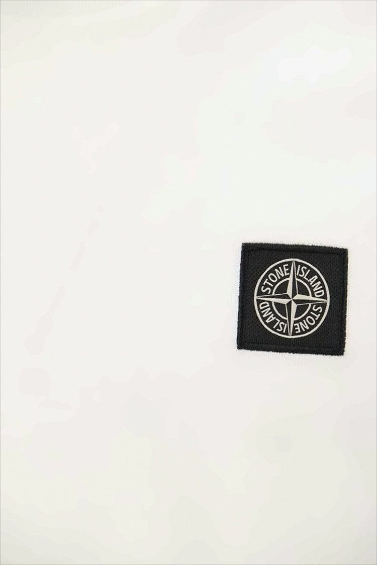 White Cotton T-Shirt with Rectangular Patch Logo