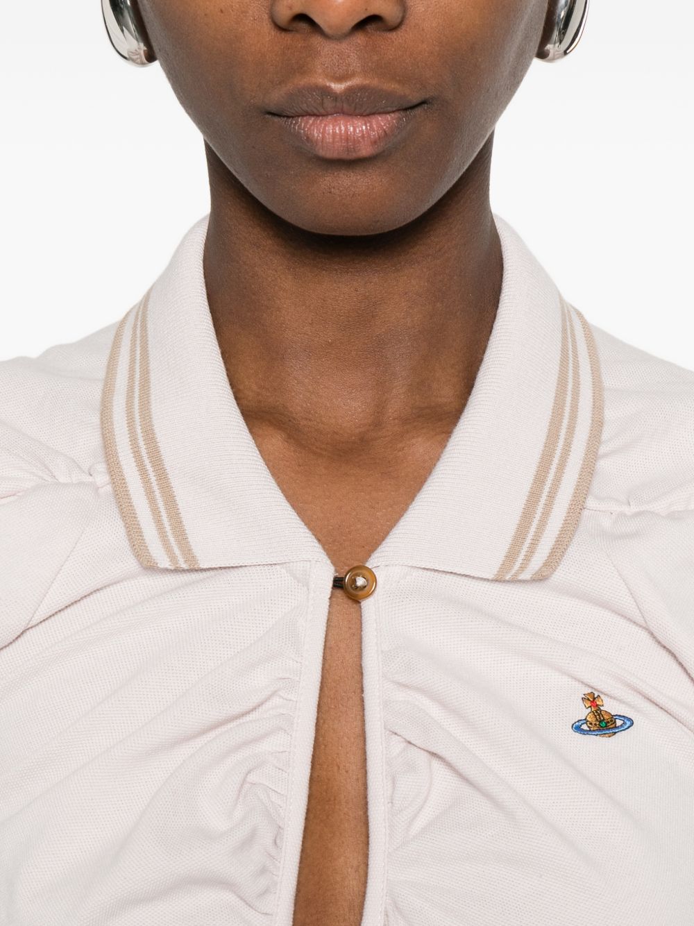Fitted Midi Dress With Ruched Detailing And Polo Collar