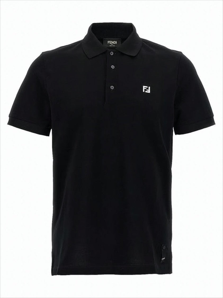 Short-Sleeve Black Polo Shirt With Subtle Logo Detail