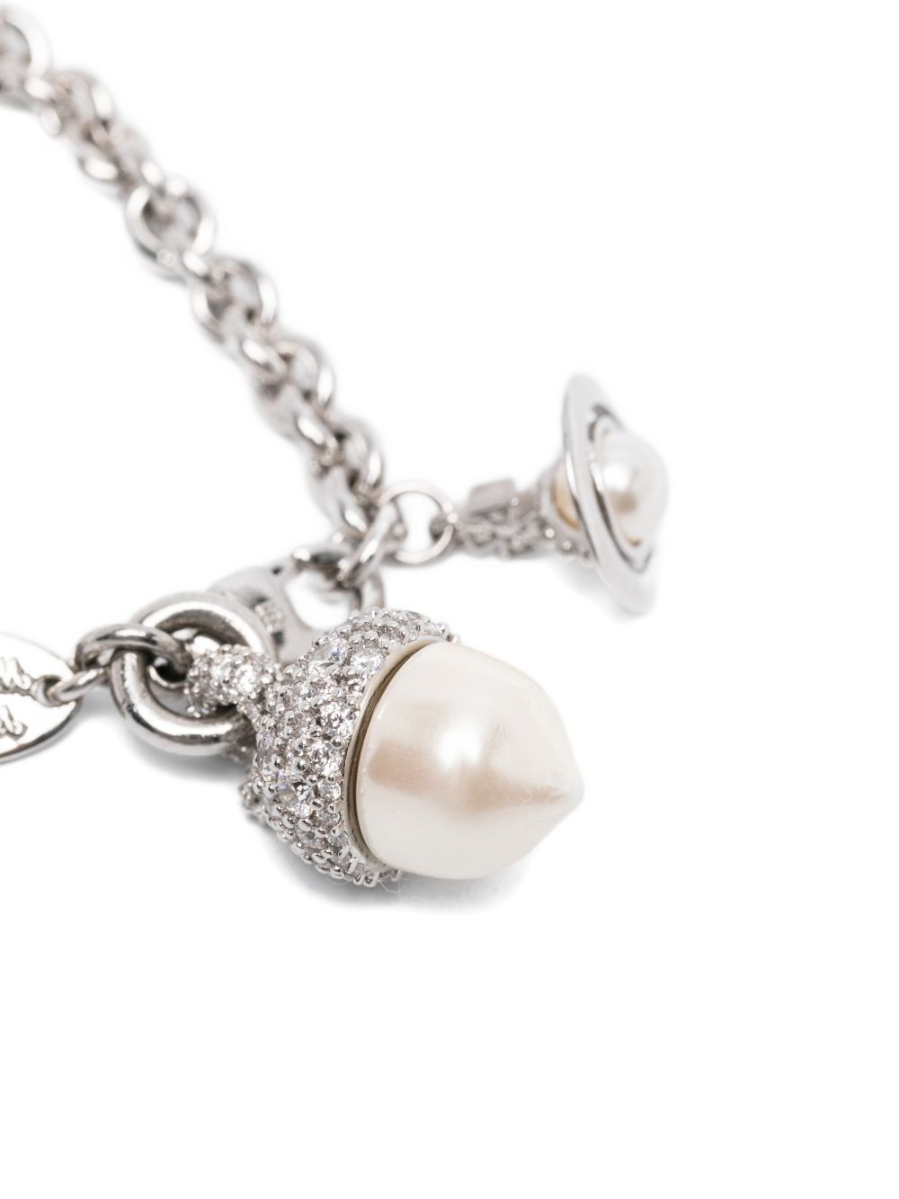 Silver-tone Bracelet with Pearl-like Orb