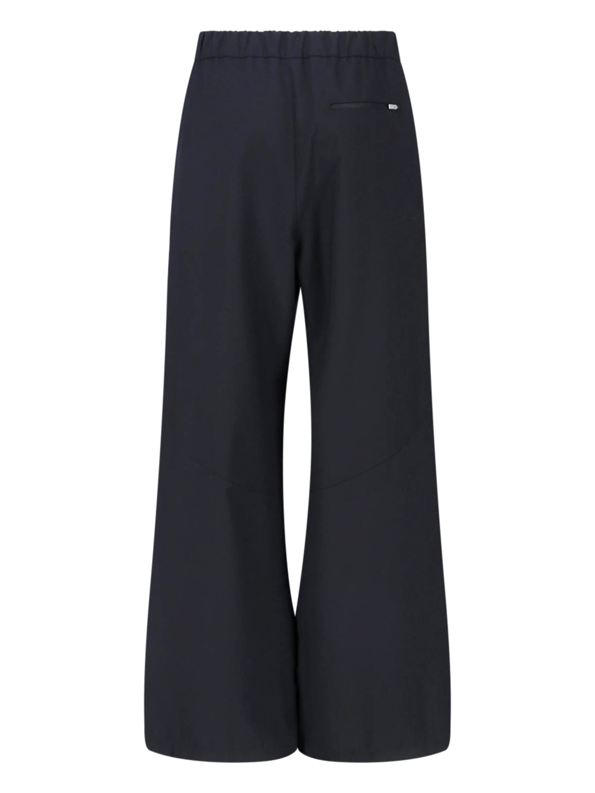 Black Wide-Leg Wool Blend Laminar Trousers