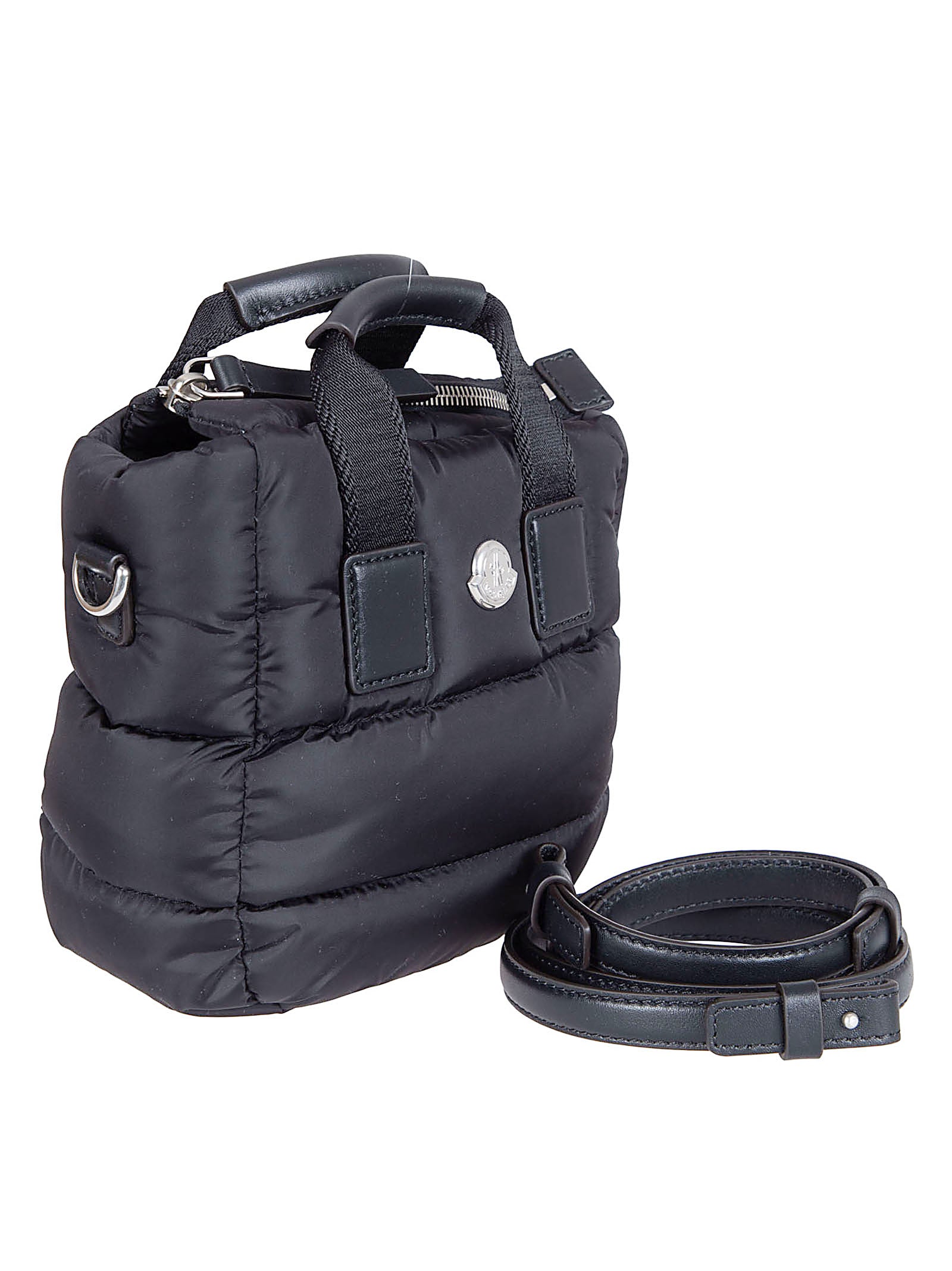 Quilted Padded Nylon Bag with Leather Accents
