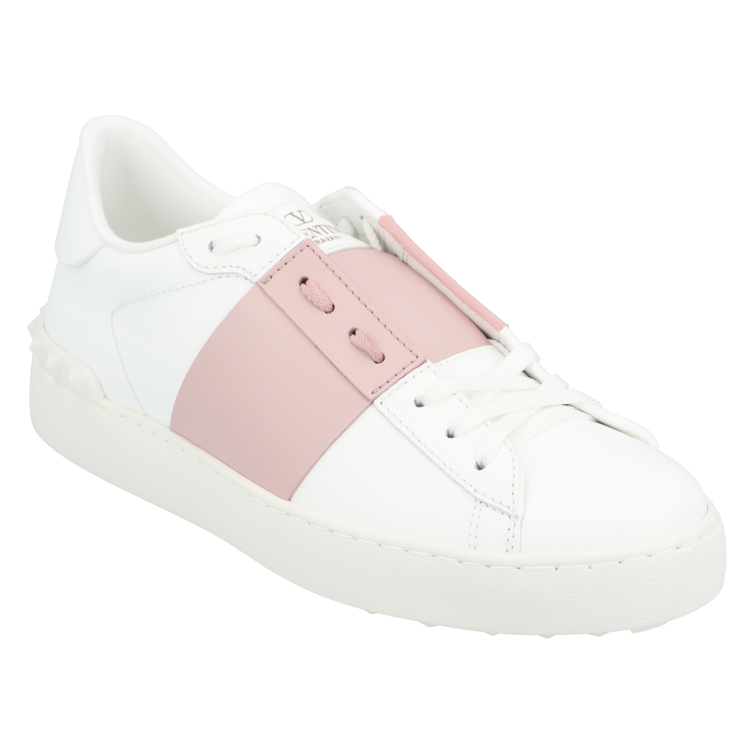 Calfskin Sneakers With Contrasting Band And Rubber Studs