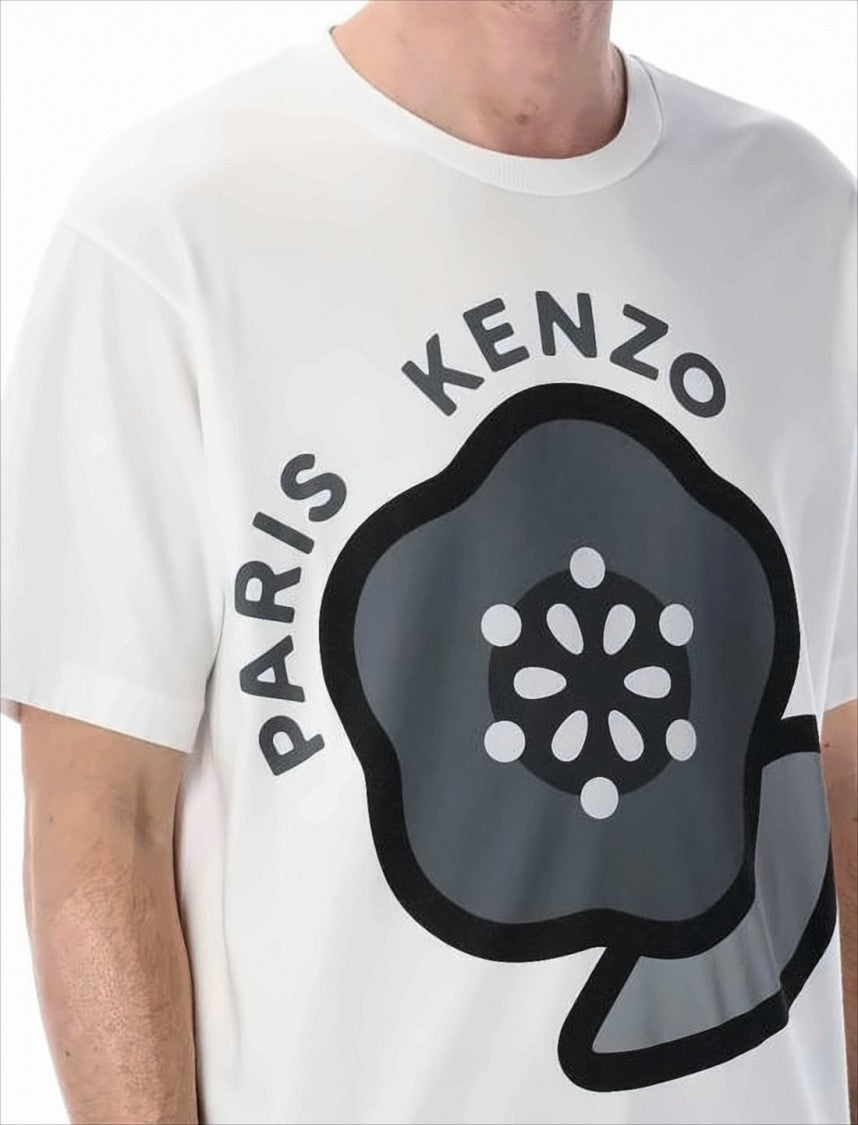 Graphic Print Short-Sleeve T-Shirt with Bold Floral Design