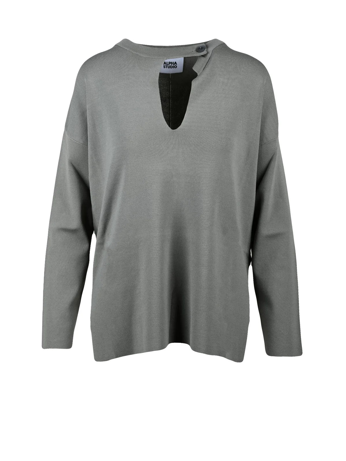 Sage Green Viscose Nylon Asymmetric Knit Top