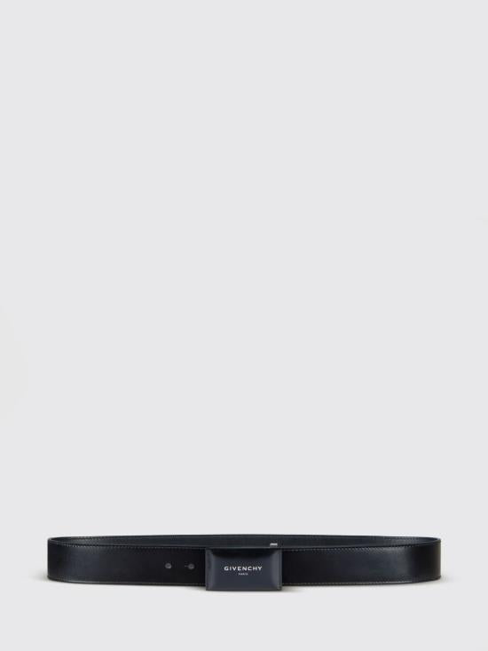 Polished Calf Leather Belt With Rectangular Buckle