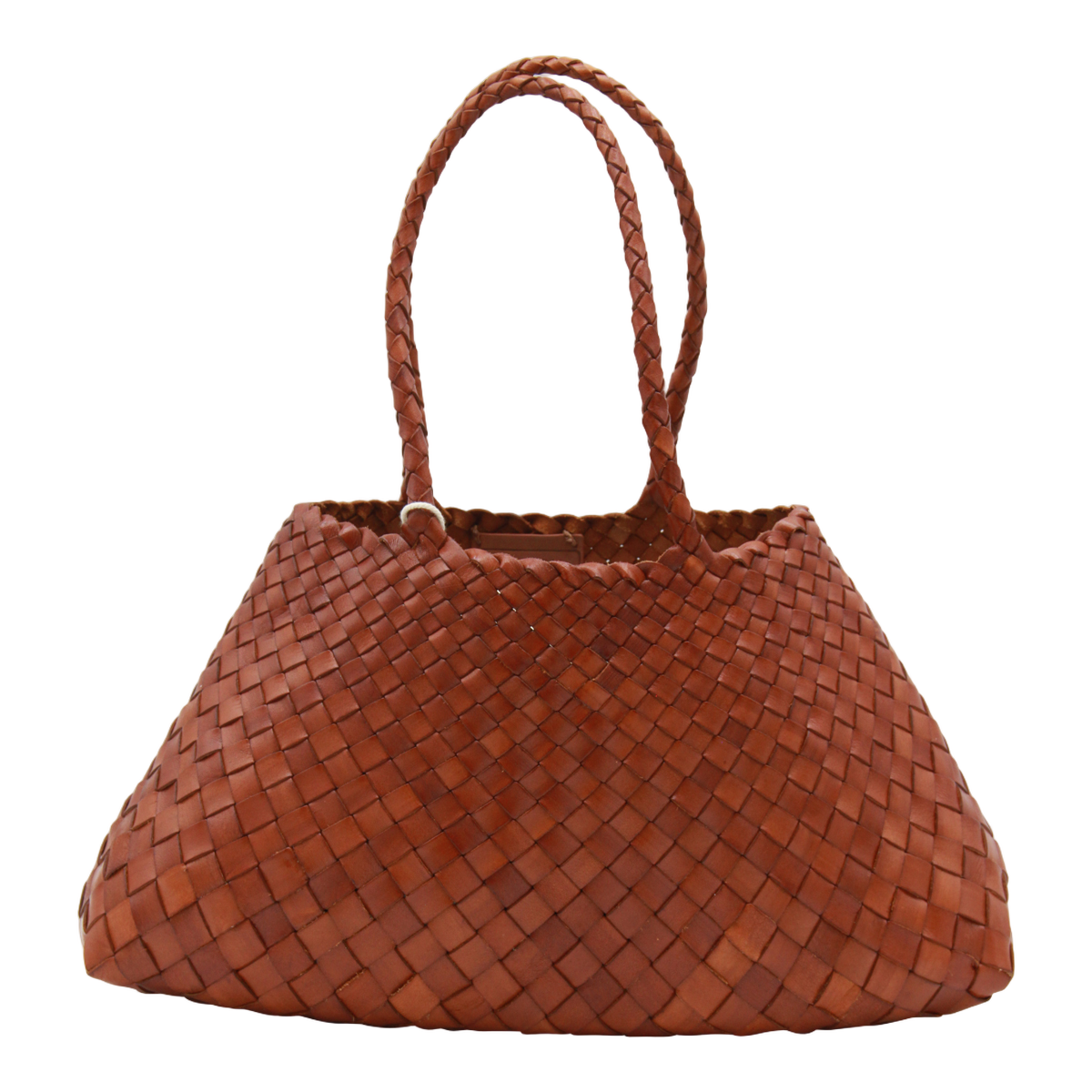 Woven Leather Handbag with Braided Handles