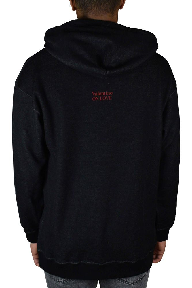 Moon Print Oversized Hoodie With Ribbed Hems
