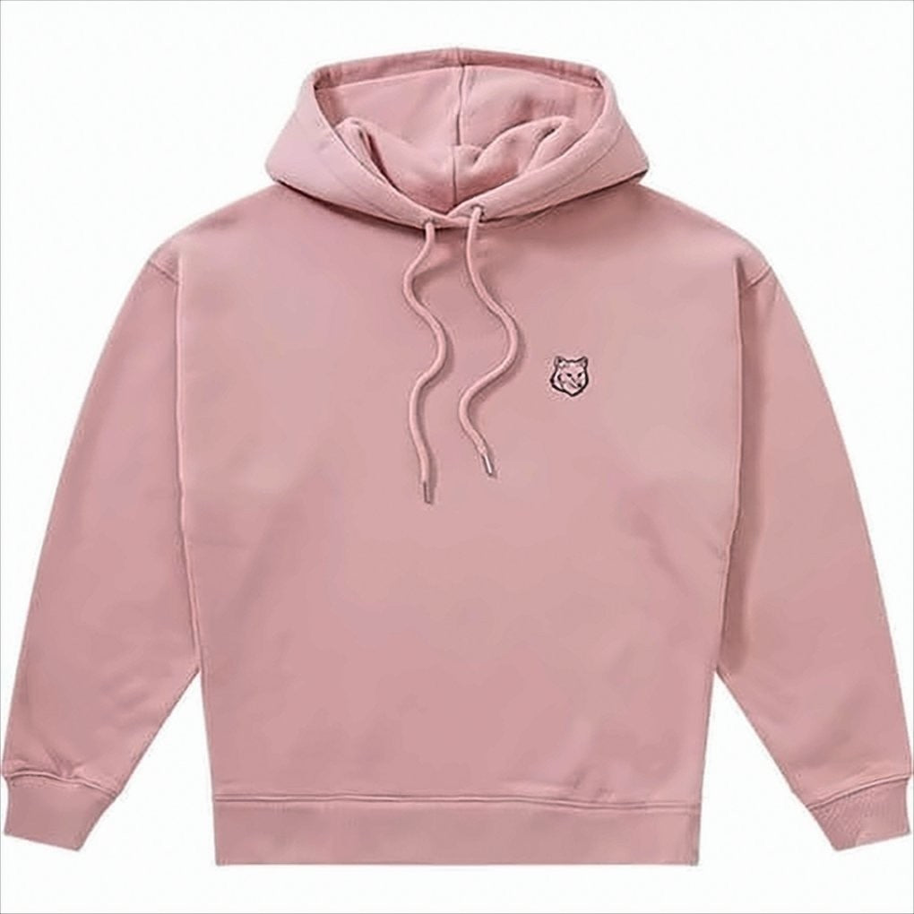 Relaxed-Fit Pink Hoodie With Ribbed Cuffs And Drawstring Hood