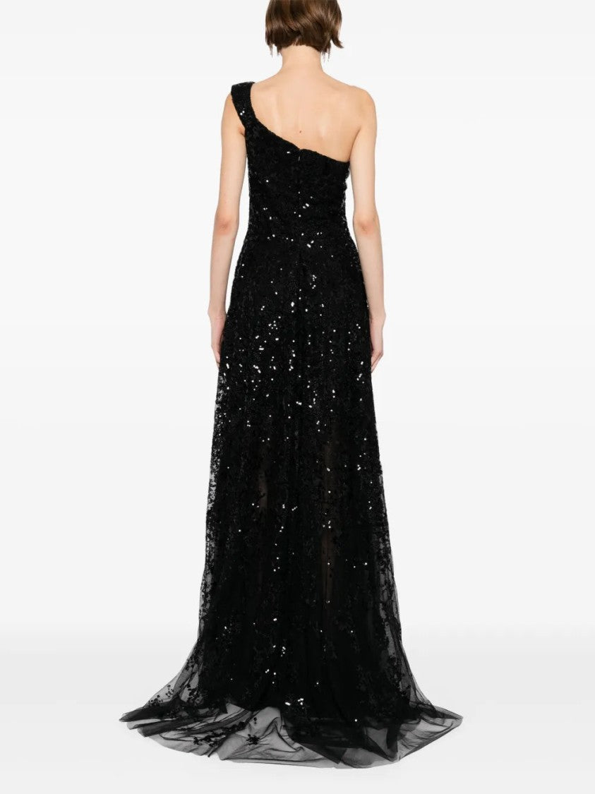 Off-Shoulder Long Embroidered Dress