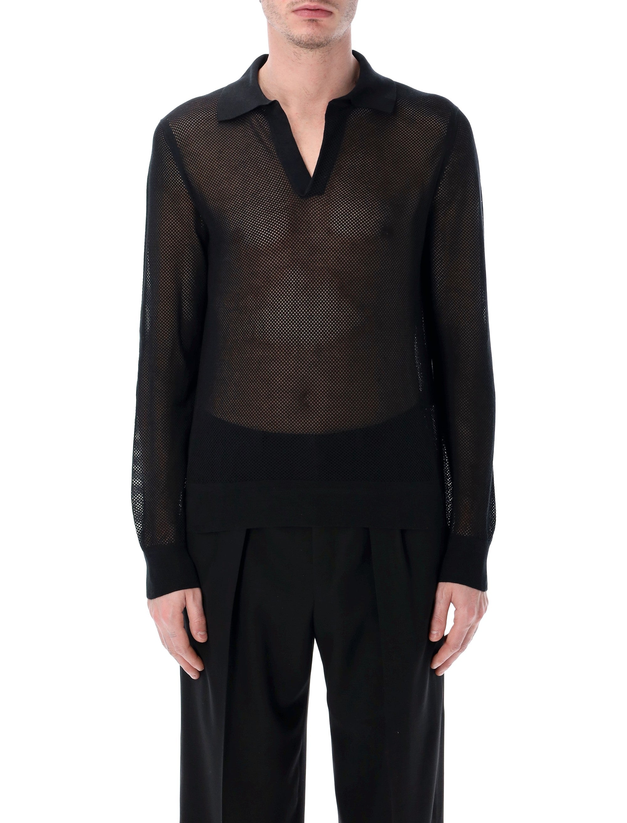 Cotton Silk Mesh Sweater