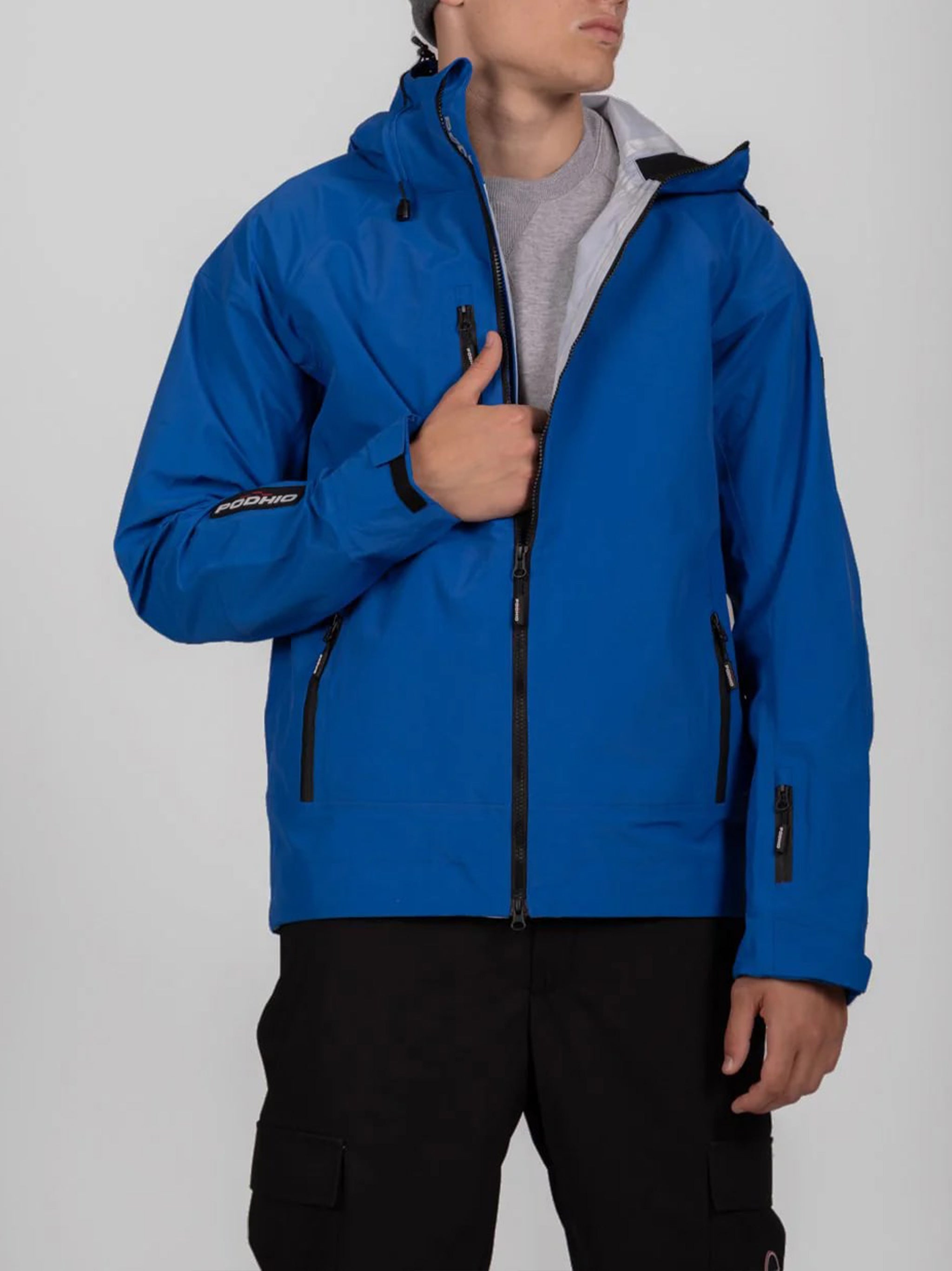 Blue Guscio Tre Strati Fabric Jacket