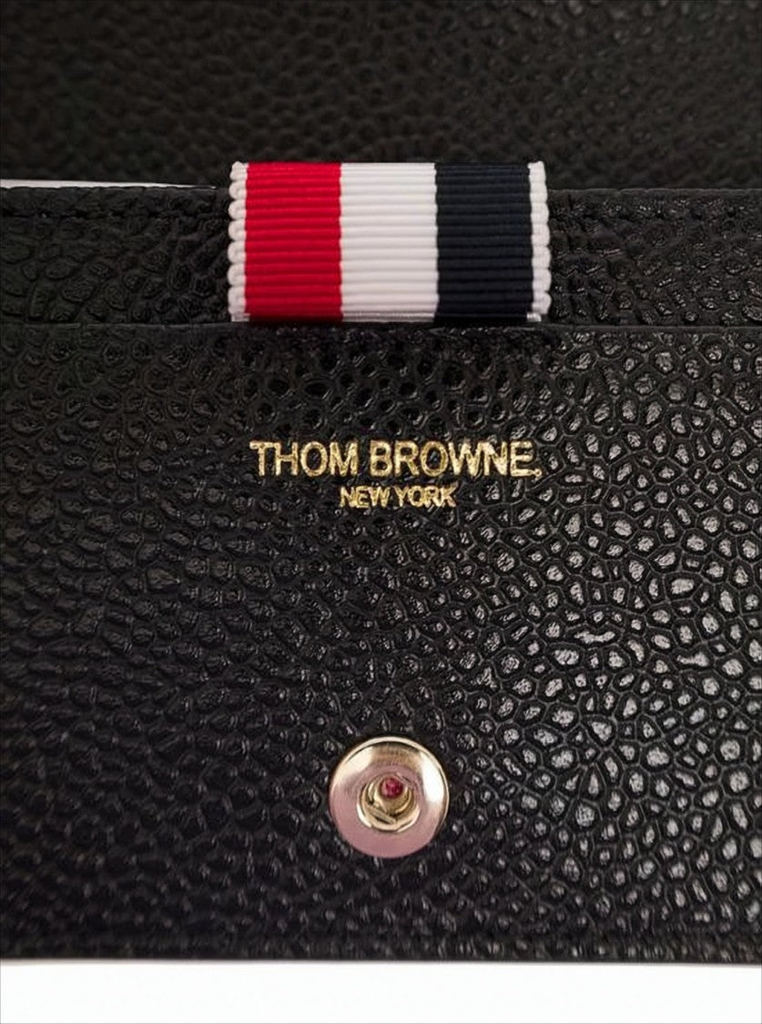Textured Leather Wallet With Snap Button Closure And Tricolor Detail