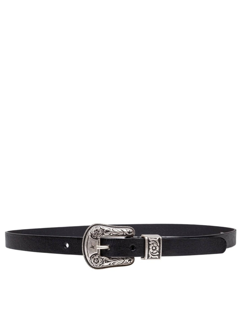 Vintage Effect Washed Leather Belt Color Black