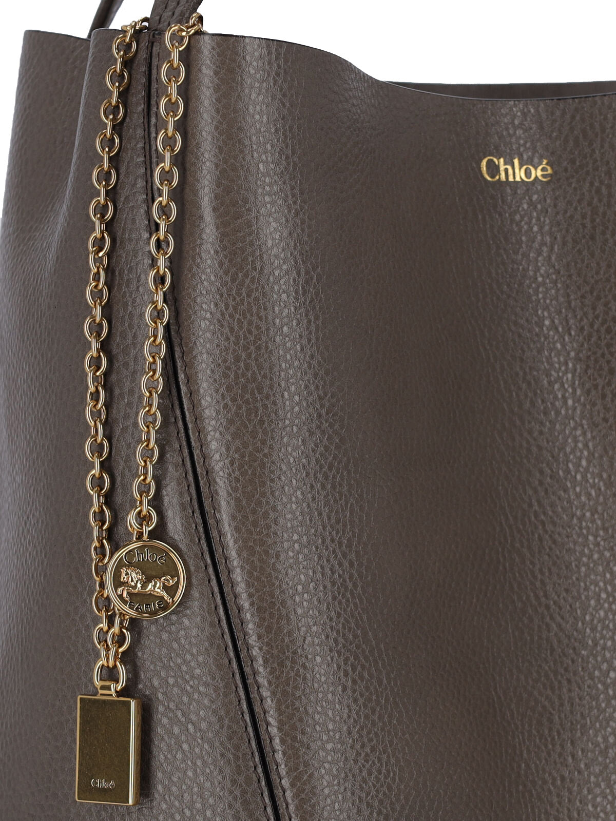 Grey Spin Textured Leather Tote