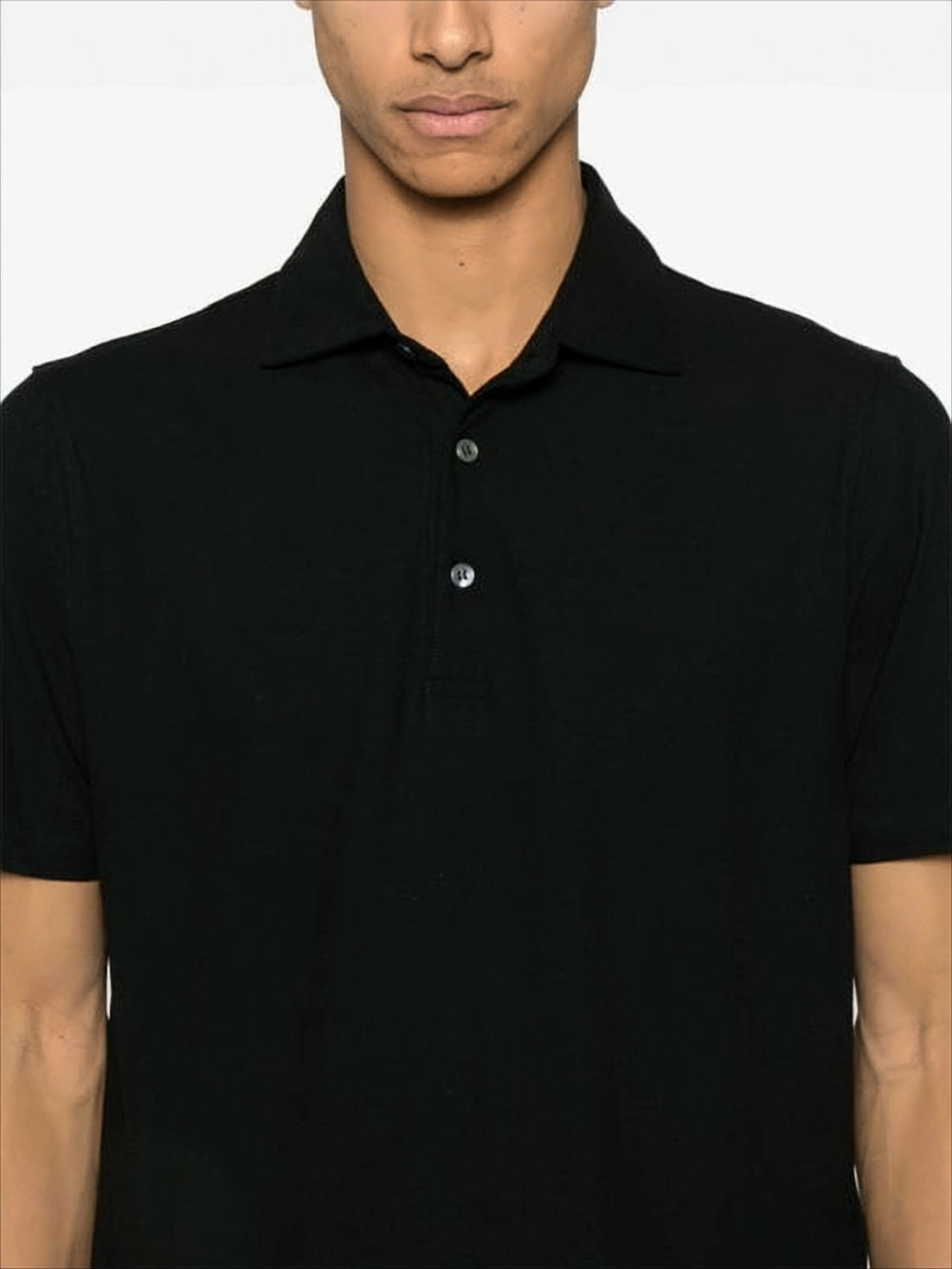 Black Polo Shirt with Traditional Collar