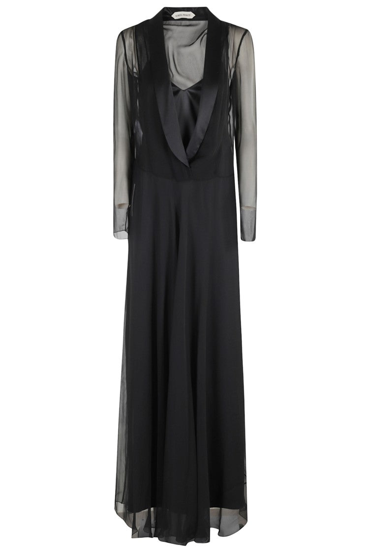 Flowing Black Silk Maxi Dress