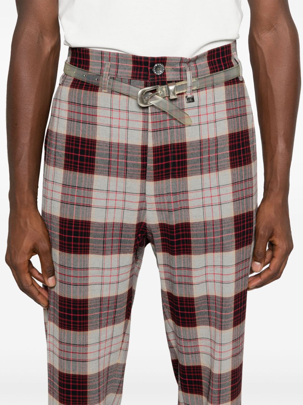 Mid Waist Slim-Cut Cropped Trousers