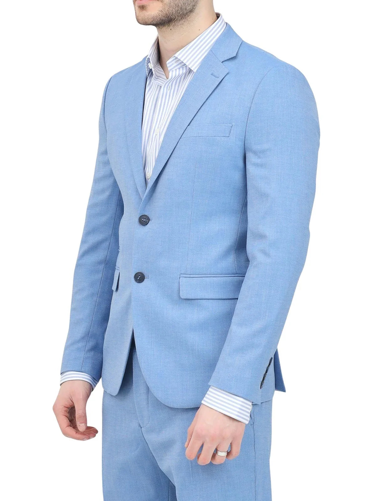 Light Blue Polyester Wool Viscose Jacket