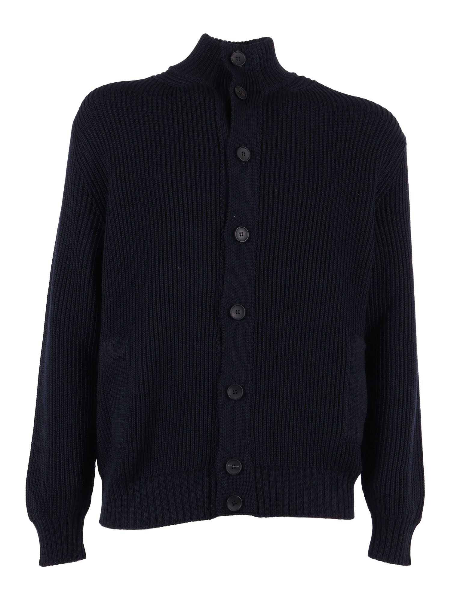 Navy Blue Fine Merino Cardigan