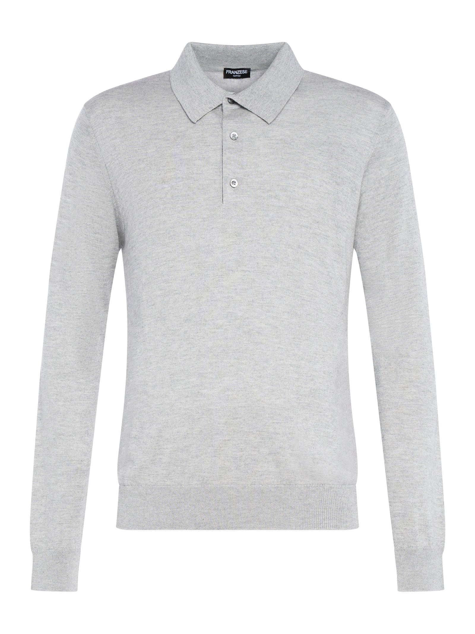 Three-Button Grey Sweater With Classic Polo Collar