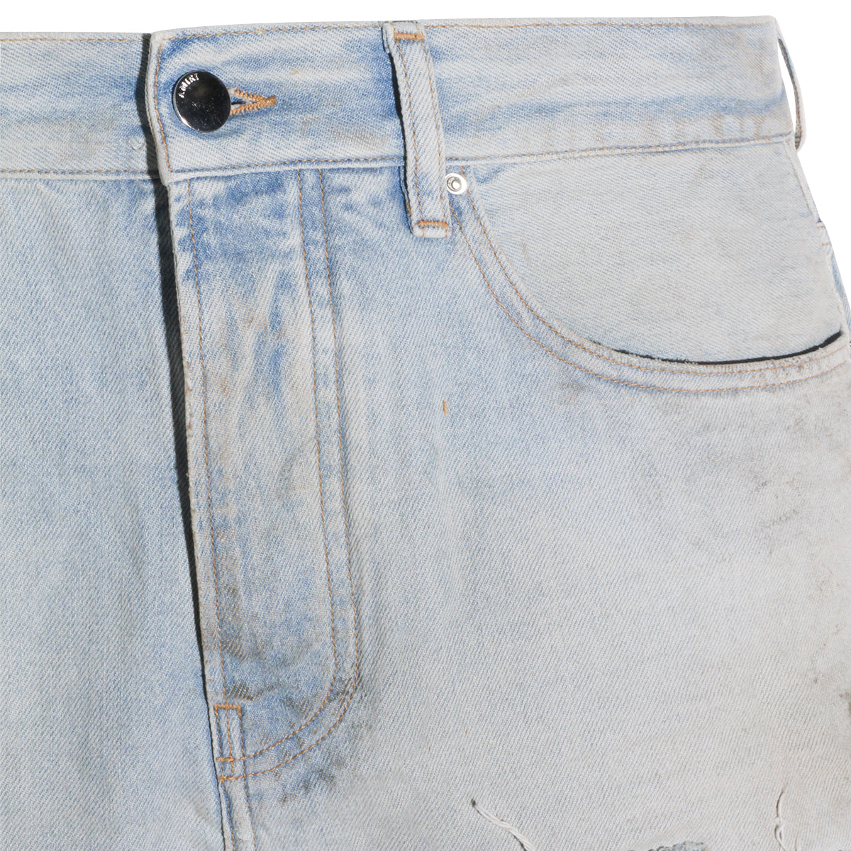 Light Blue Cotton Worn-Effect Jeans