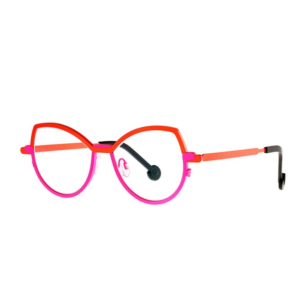 Fluorescent Cat-Eye Eyewear with Color-Block Design