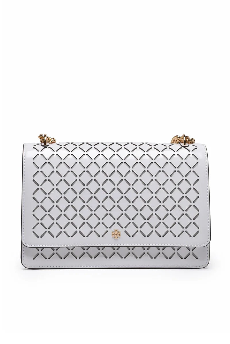 Emerson Perforated Flap Shoulder Bag - White